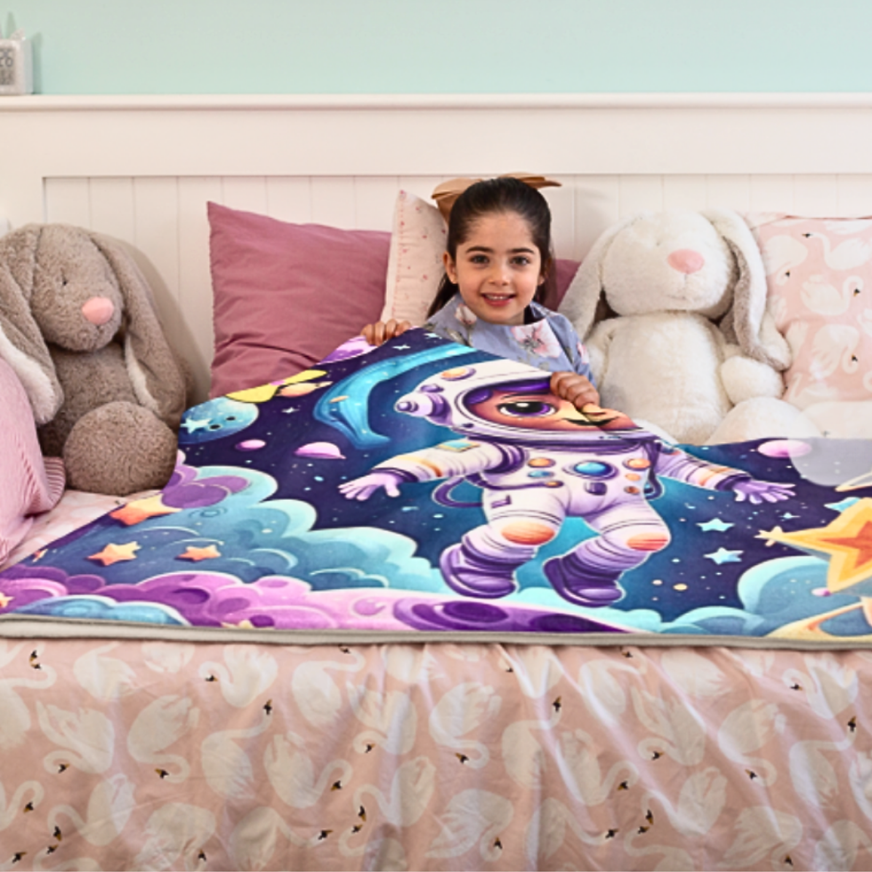 Cosmic Adventure Baby Blanket, Soft Fleece Blanket, Starry Night Baby Blanket, bedroom
