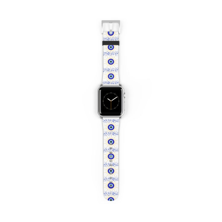 Stylish Patterned Watch Band - Blue Eye Design, Evil Eye Bead Design for Apple  a5