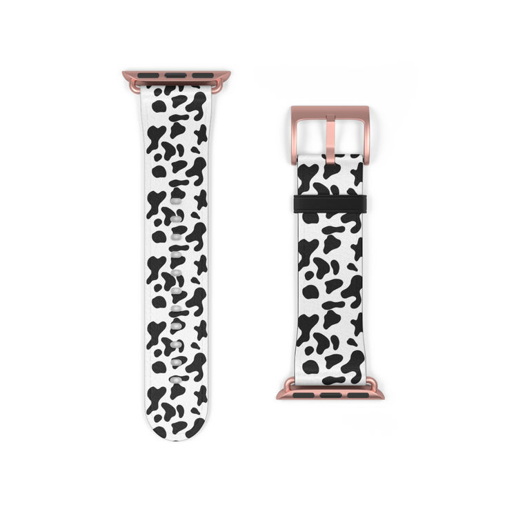 Chic Black and White Cow Watch Band, Strap for Apple Watch (Series 1-9 & SE)  a