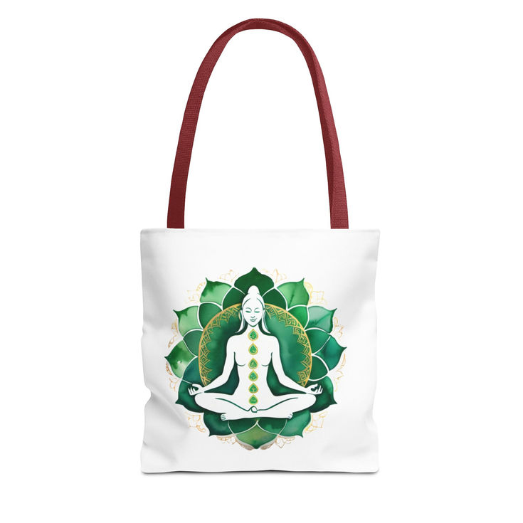 Chakra Yoga Tote Bag, Spiritual Meditation Bag,  Eco-Friendly Cotton Tote,  red