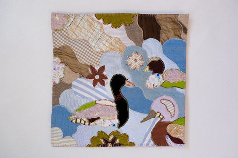 Tapisserie en appliqué, appliqué, quilt, patchwork wall hanging, wall hanging, tenture murale