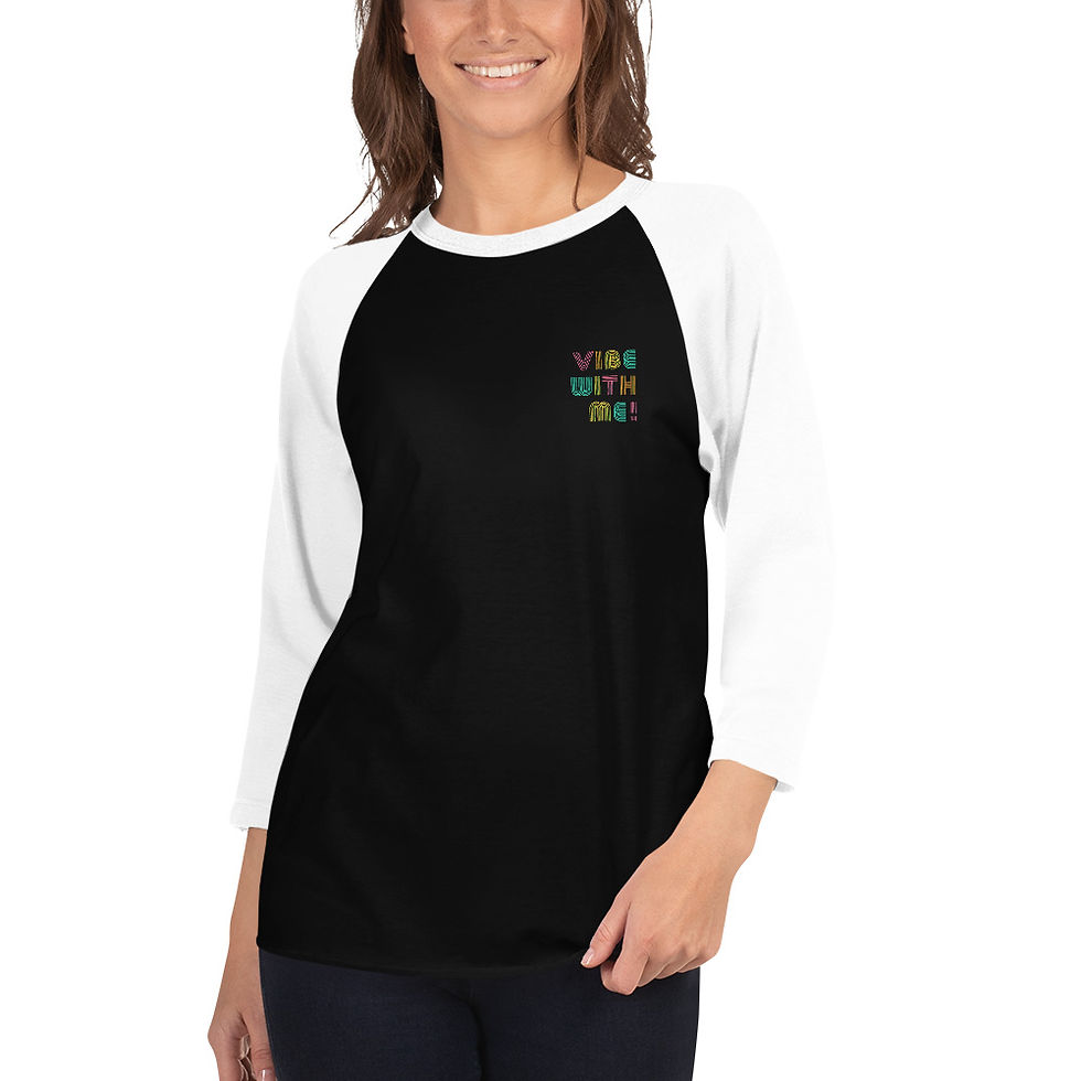 Thumbnail: "Vibe with me" 3/4 sleeve raglan shirt (mini rainbow)