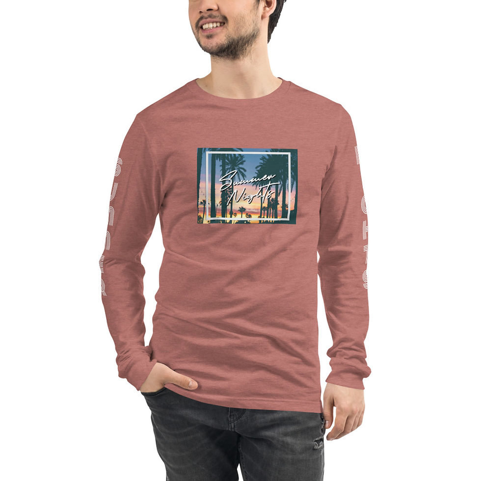 Thumbnail: 'Summer Nights' Unisex Long Sleeve Tee (w/lettering)