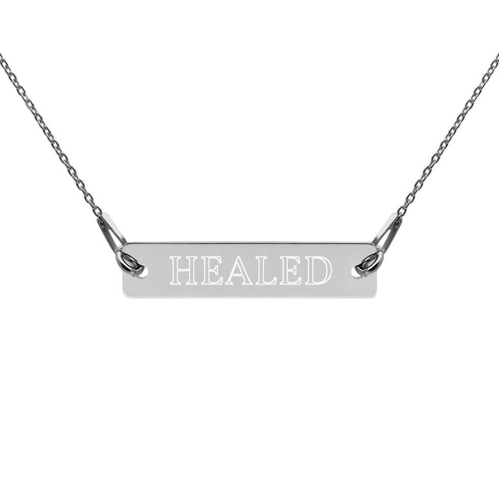 Thumbnail: Engraved Silver Bar Chain Necklace