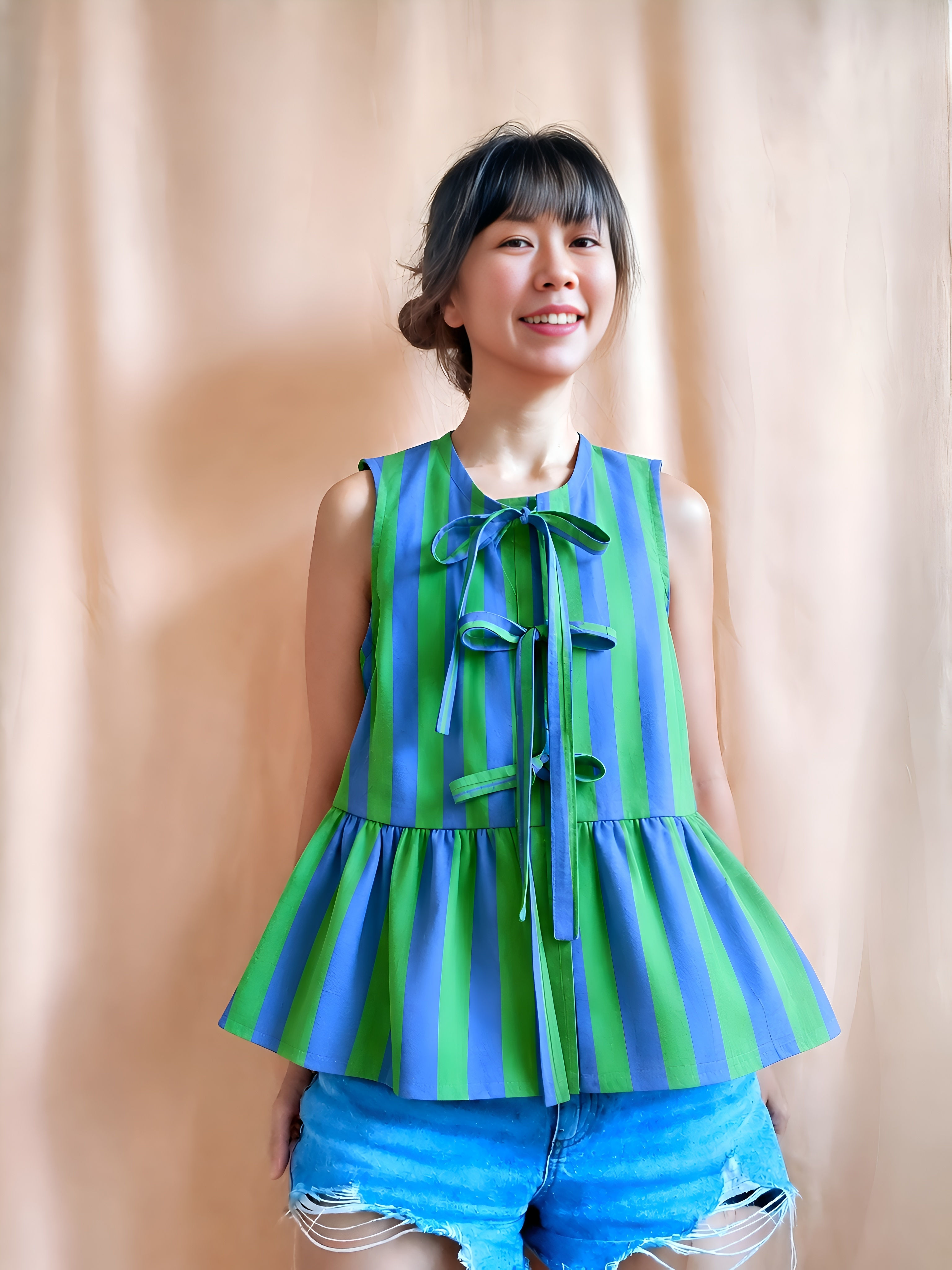 Sea Glass Stripes Tie Top