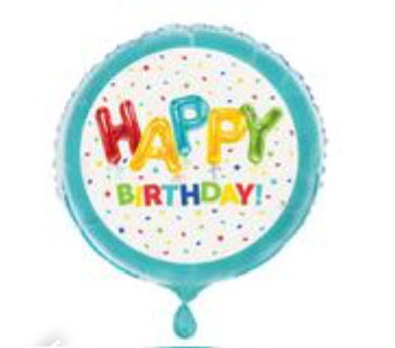 Happy birthday balloons and triangles 18” Mylar