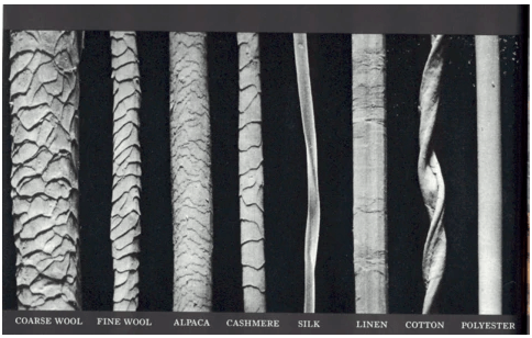 textile fibers under a microscope