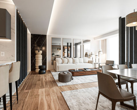 Sala diseño de interiores. Bosque Real. Ciudad de méxico.