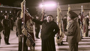 A Scene from the Documentary "The Juche Military Parade Demonstrating the Dignity and Majesty of Joseon (North Korea)" 