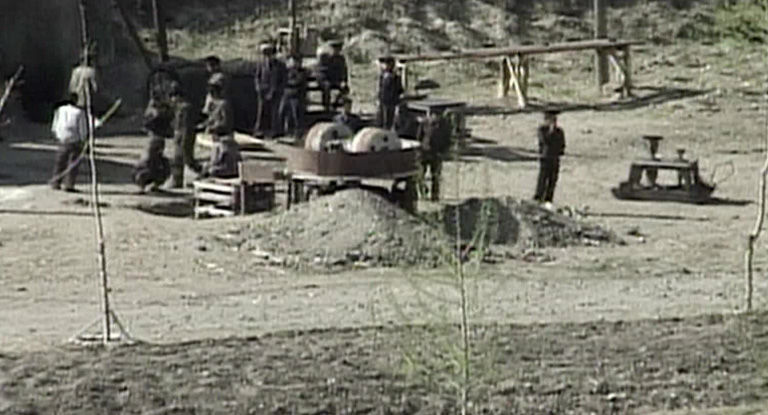 Inmates performing forced labor at a North Korean reeducation camp.
