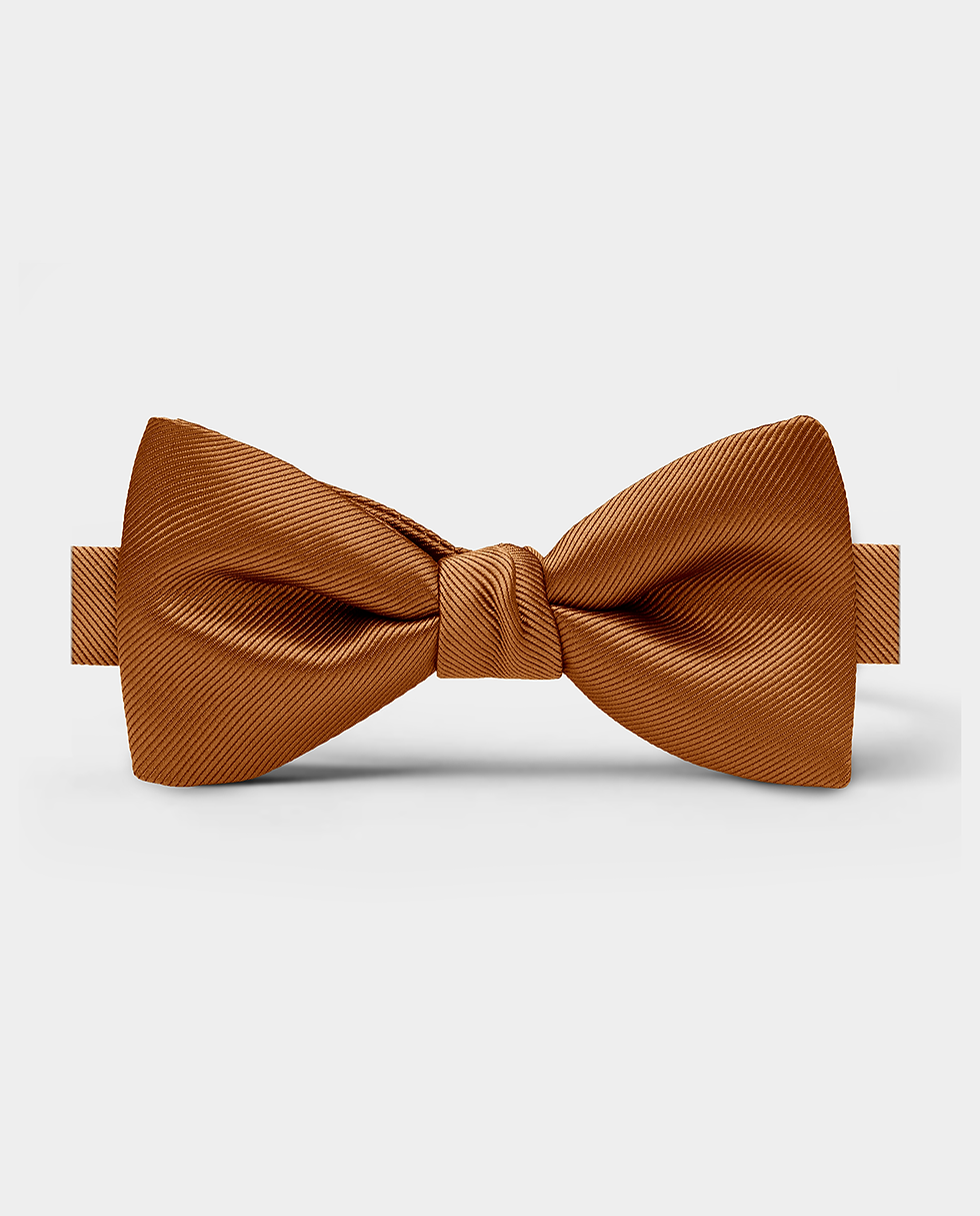 Satin Tawny Pre-Tied Bow Tie (standing shot)