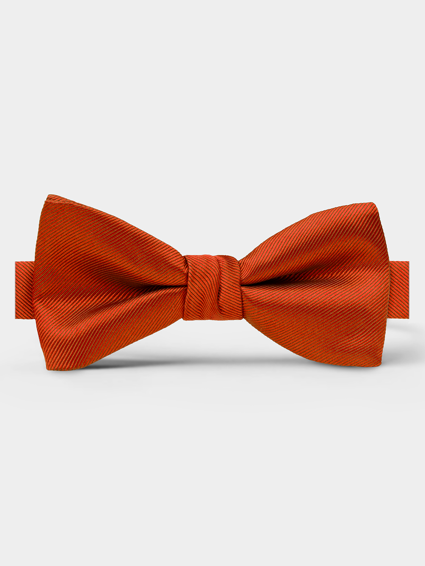 Satin Burnt Orange Pre-Tied Bow Tie (standing shot)