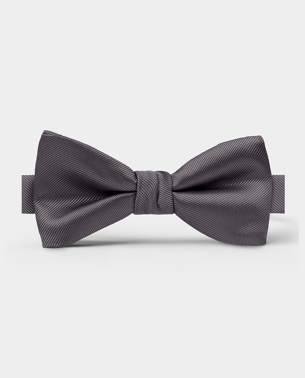 Satin Charcoal Pre-Tied Bow Tie (standing shot)