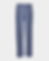 A light blue grey dress pants, non pleated, slim leg profile ghost shot on a light grey background.