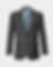 A grey suit jacket with notch lapels ghost shot on a light grey background.