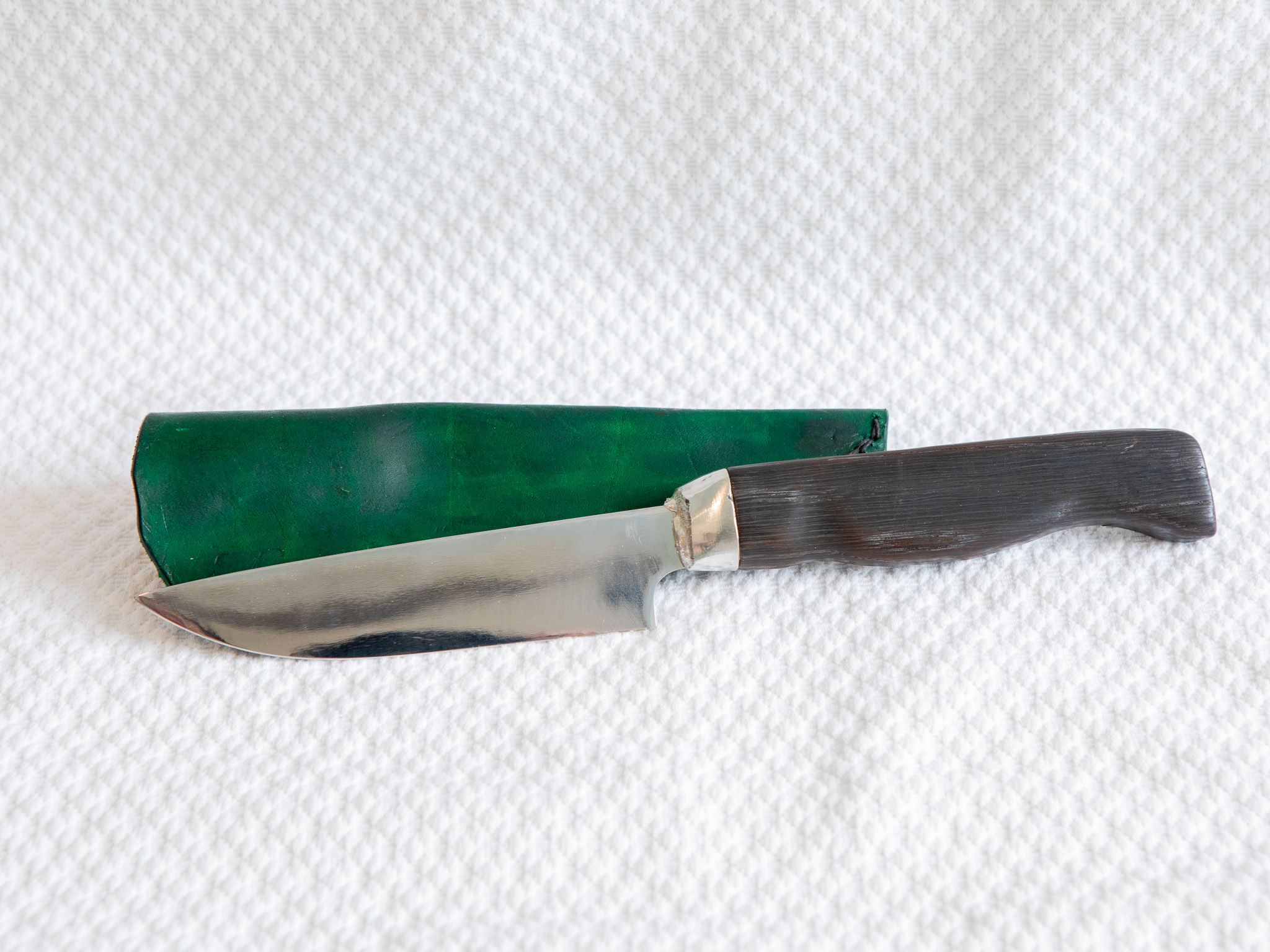 Burned oak general purpose drop point knife