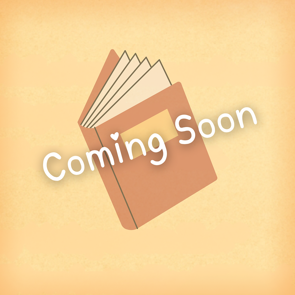 Open book with "Coming Soon" text on a light brown background.