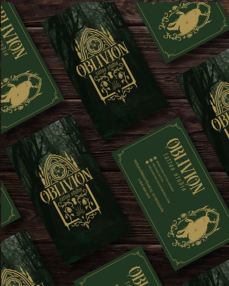Gothic Business Card Design for Tattoo Studio