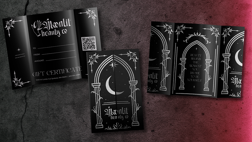 Brand design and gift certificate design for a gothic and alternative brow artist and beauty studio