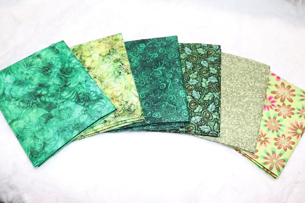 Green Tones Fat Quarter Bundle with Lazy Daisy Creations