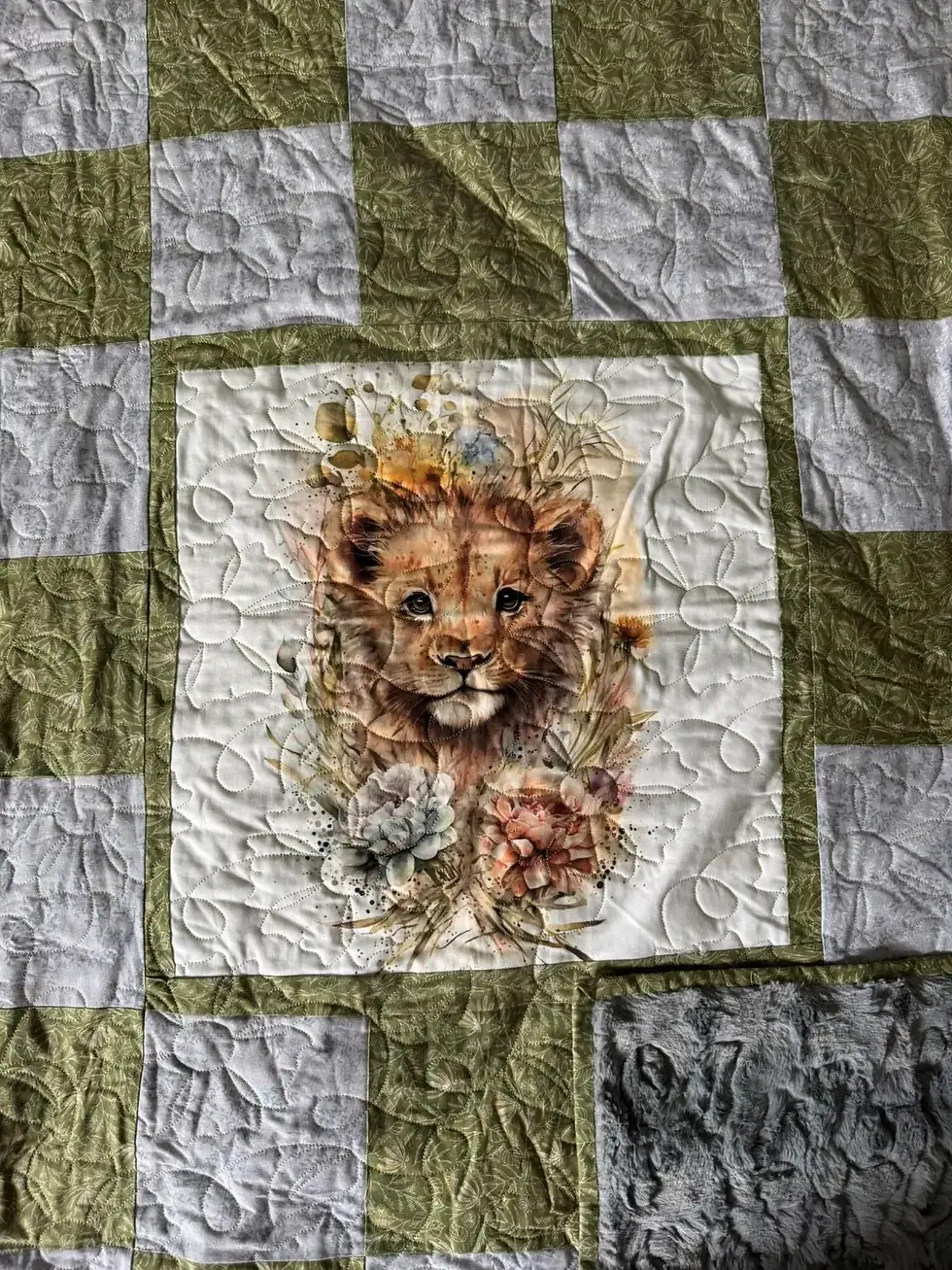 Thumbnail: Lion Panel Heirloom Quilt