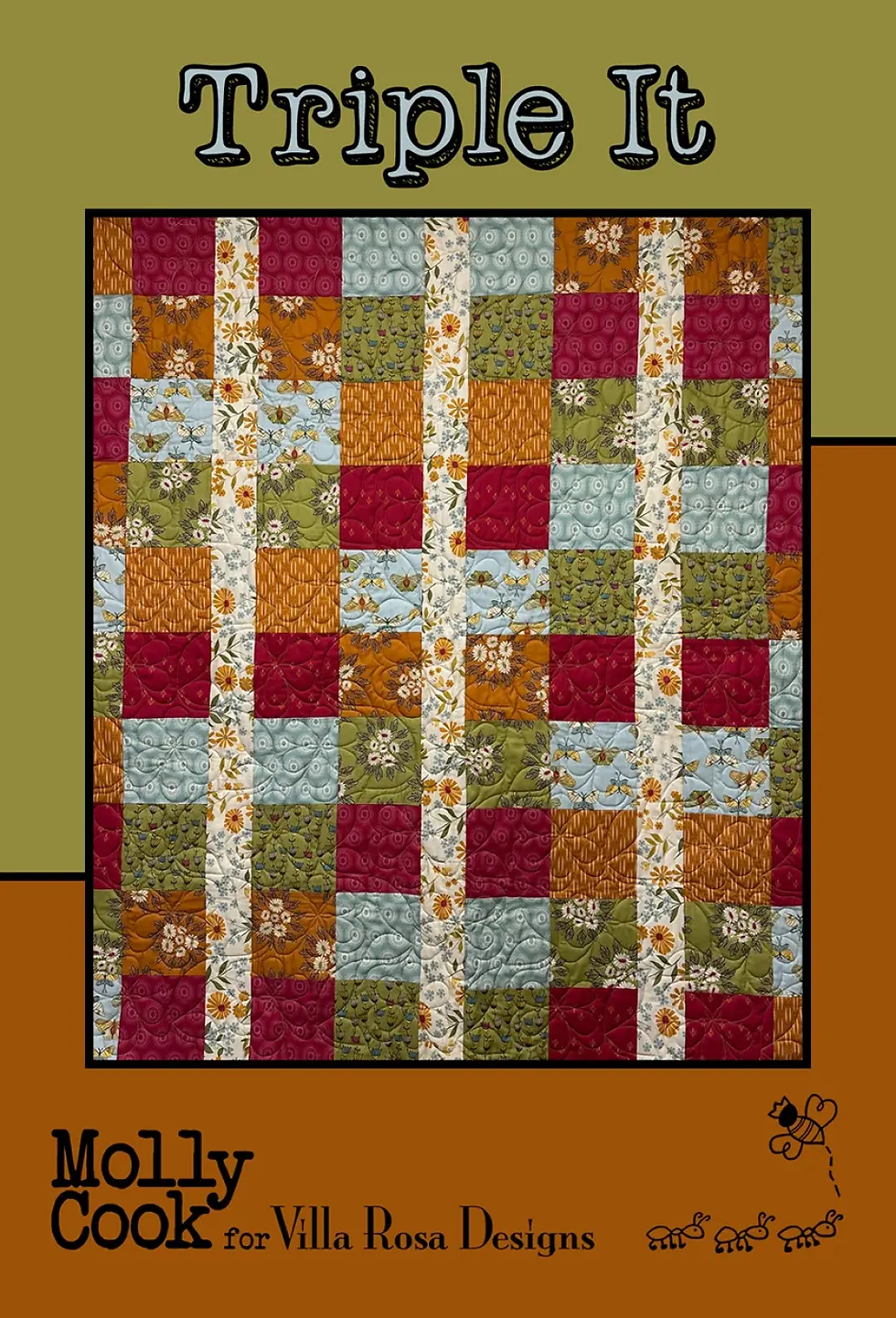 Triple It quilt pattern by Molly Cook for Villa Rosa Designs, featuring a 42x50 inch quilt made from 8 fat quarters