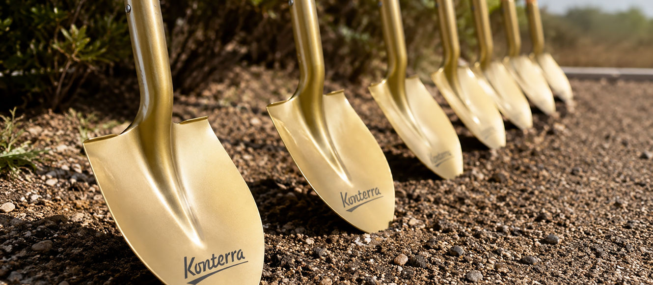 Branded shovels for Groundbreaking ceremony