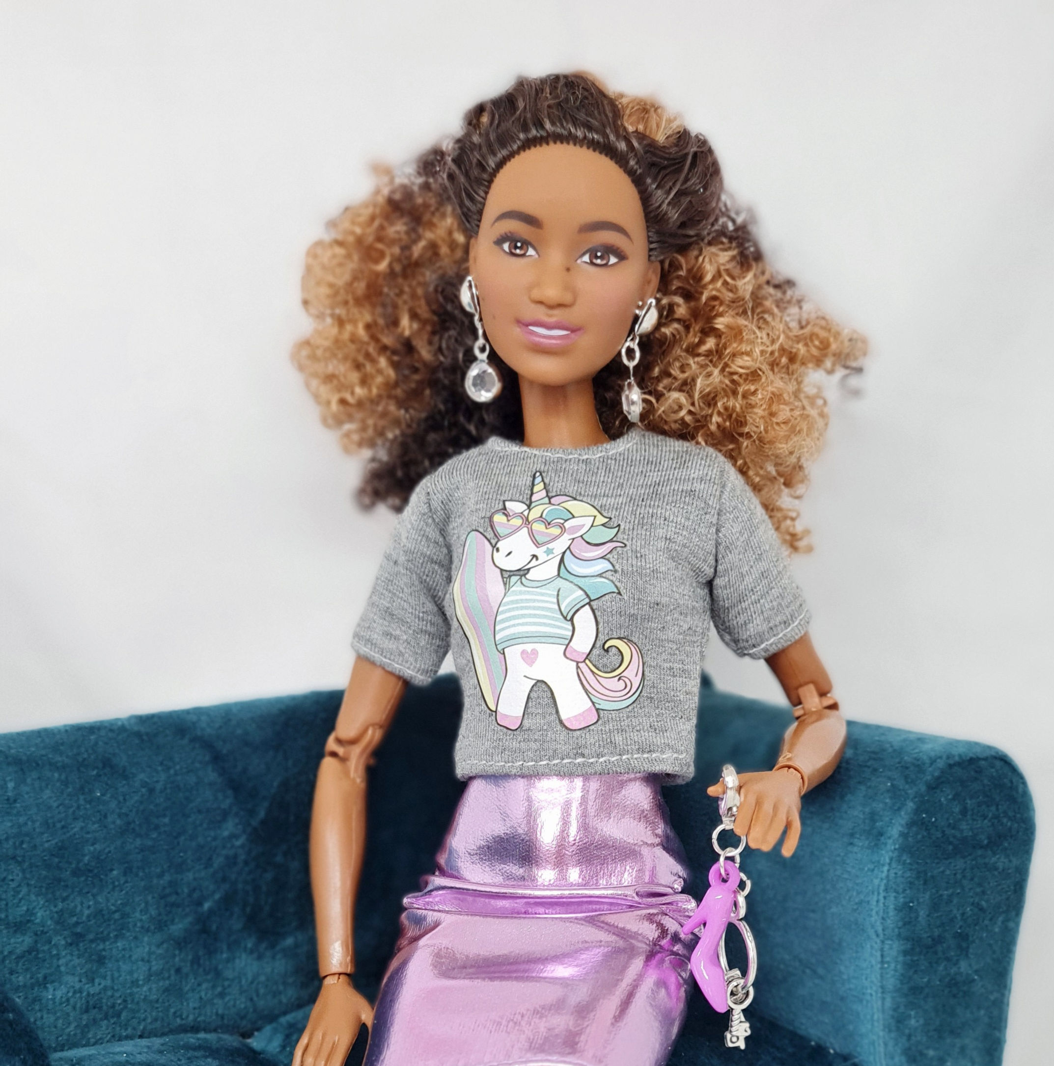 Barbie Accessories - Silver Gem Earrings