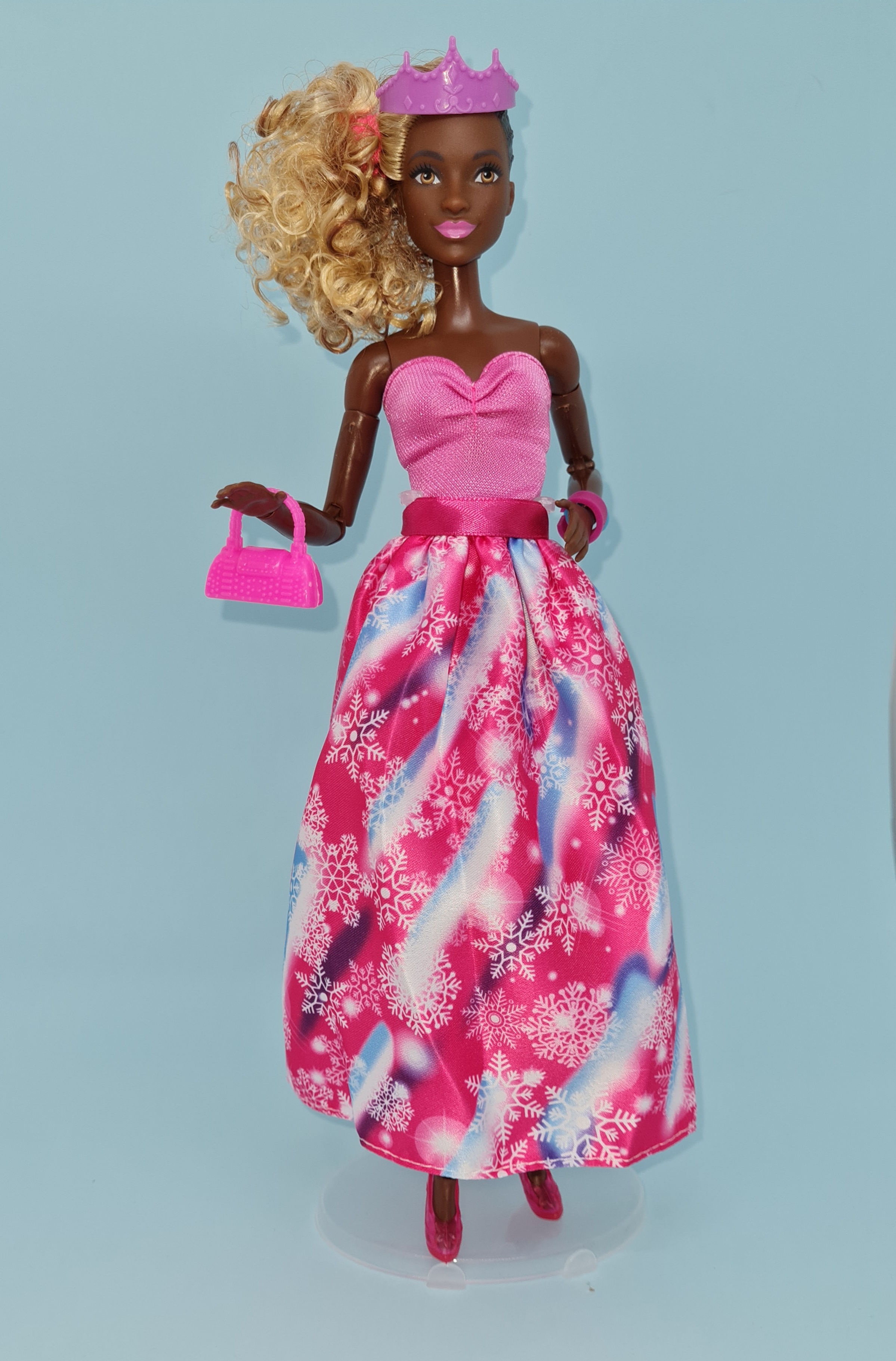Barbie Clothes - Pink Snowflake Princess Dress and Accessories
