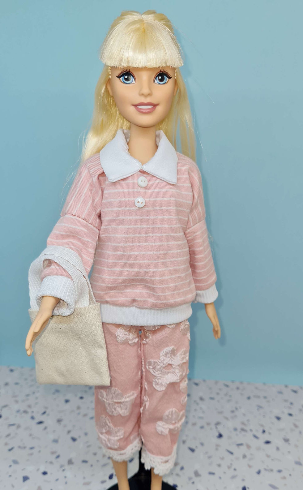Thumbnail: My First Barbie holding a Handmade Tote Bag