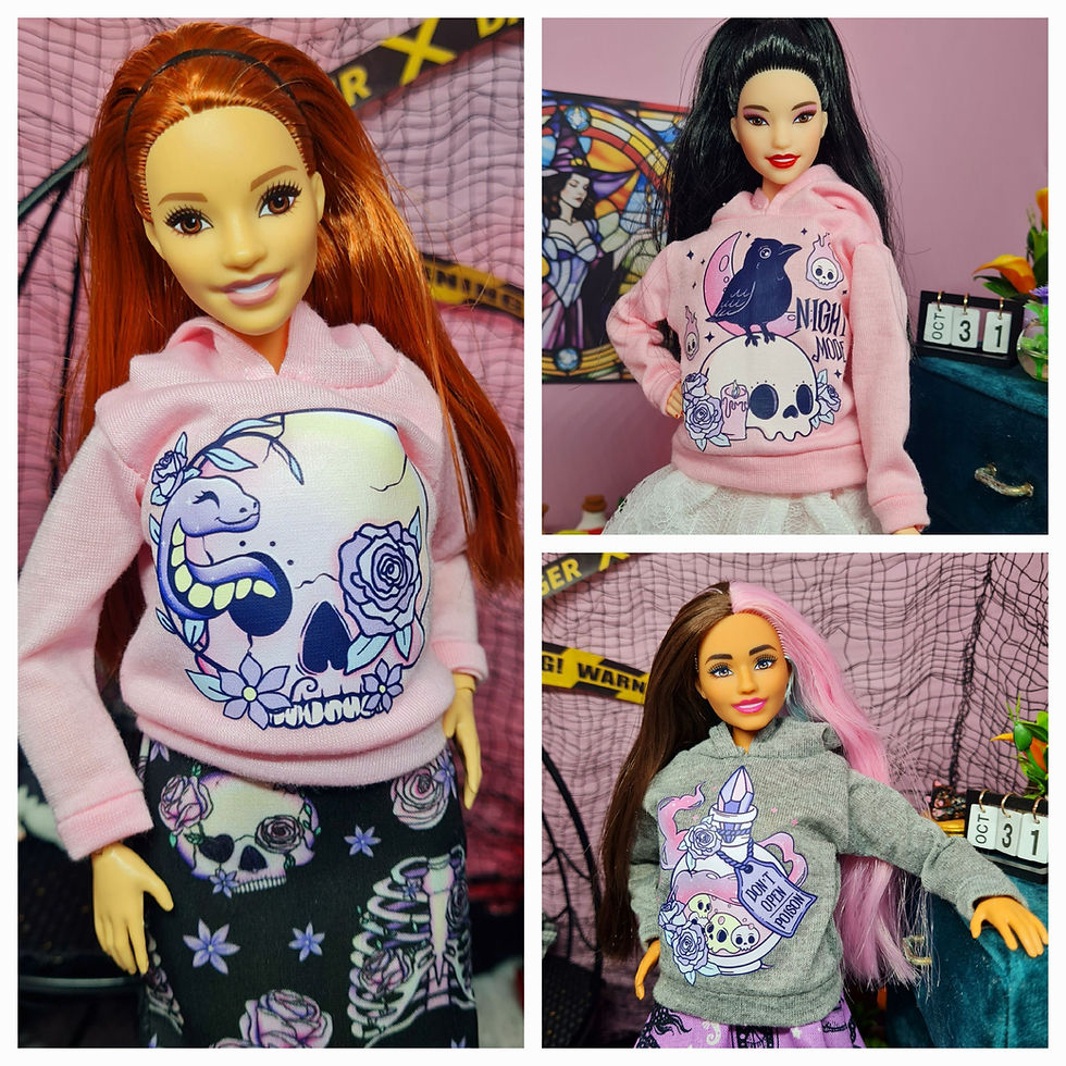 Barbie is wearing a Pink Bewitched Hoodie Sweatshirt