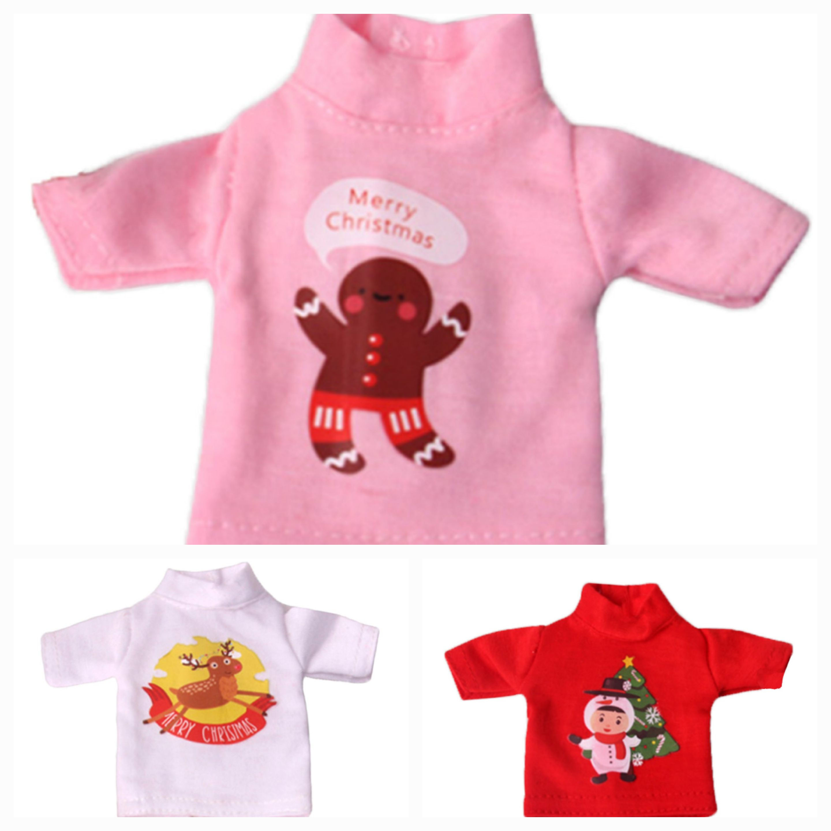 Elf On The Shelf Clothes - Colourful Christmas T-Shirts (3 Options)