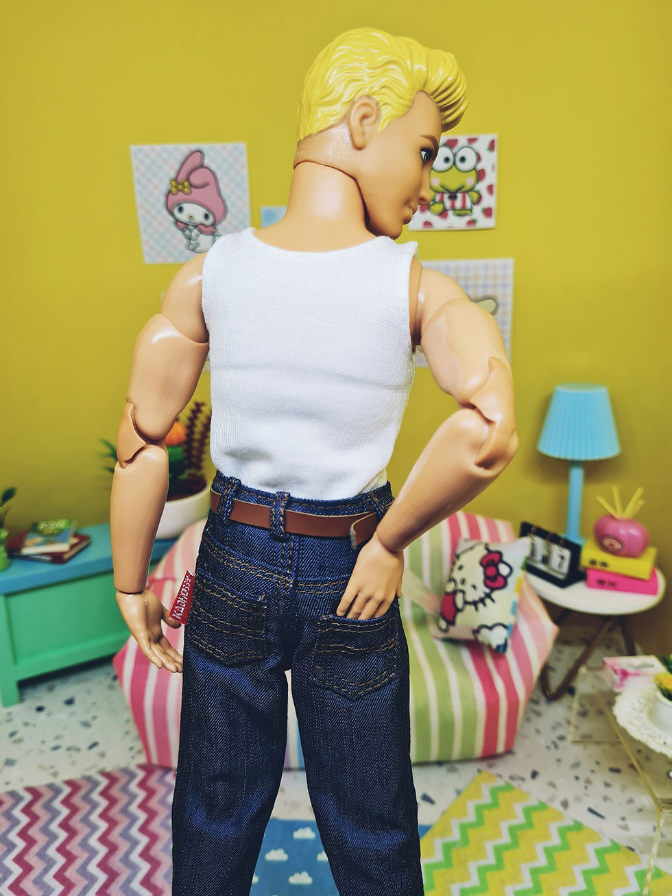 Thumbnail: Buff Ken is wearing a pair of Belted Red Tab Dark Wash Jeans
