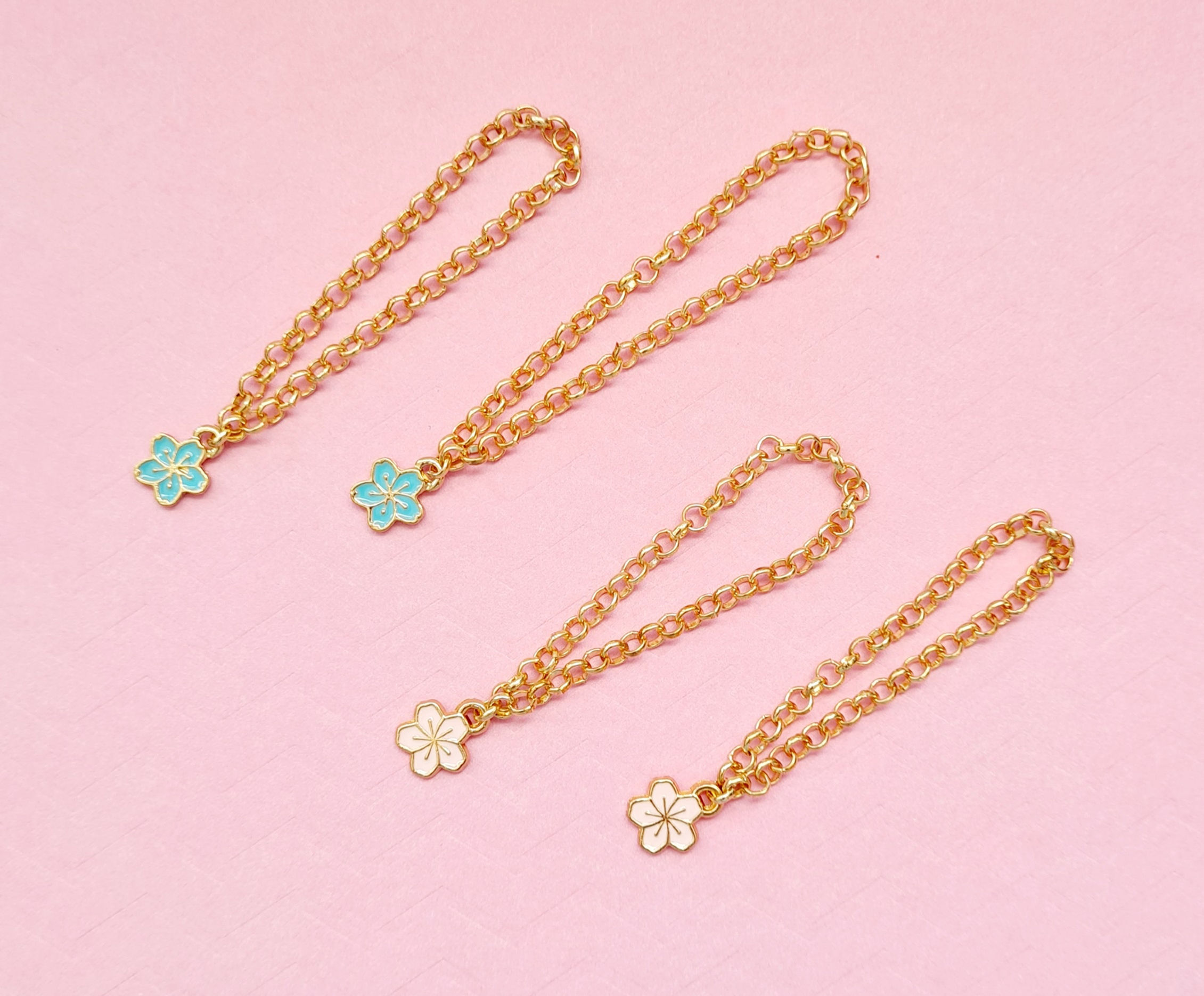 Barbie Accessories - Enamel Sakura Gold Chain Necklace