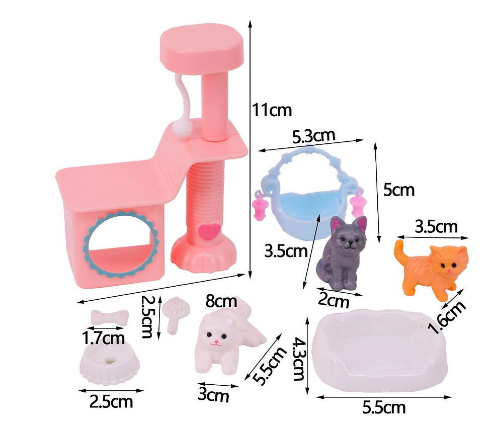 Thumbnail: Barbie Accessories - 3 Cats, Cat Tree, Basket and Accessories
