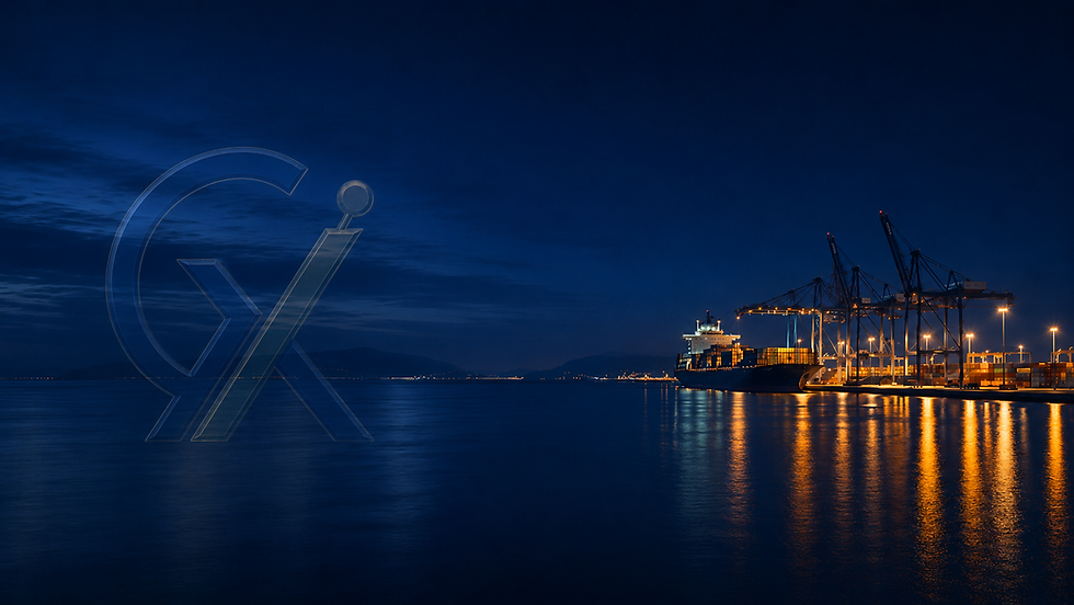 Port à conteneurs de nuit illustrant l’expertise maritime et logistique de CIEMEX-CI