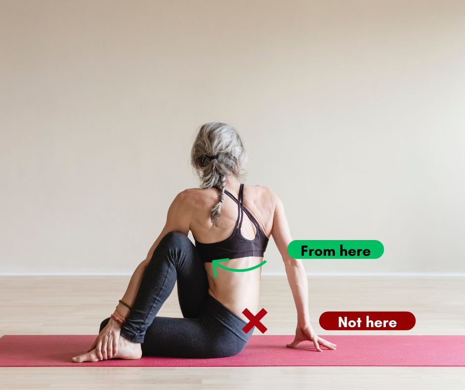 Spiral from the ribs, not your low back.