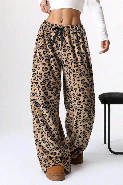 Leopard Wide Leg Pants for Women - Stylish and Trendy