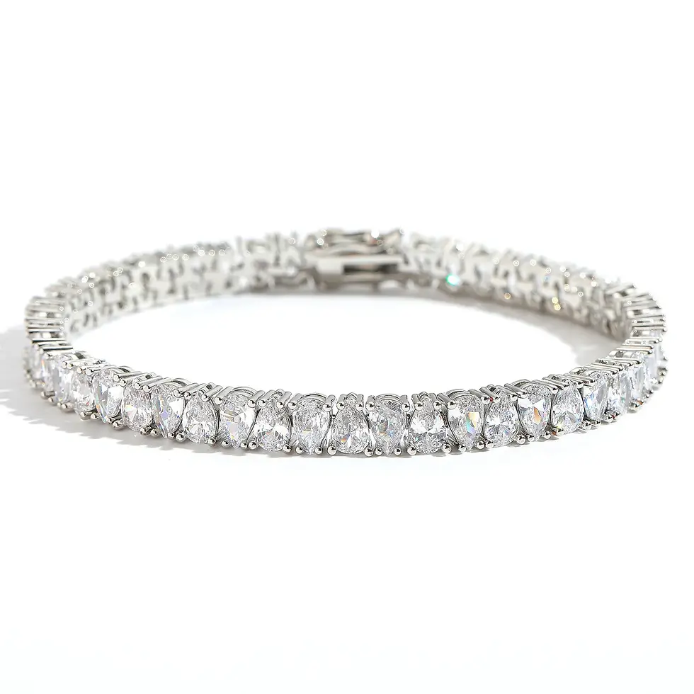 Miniatura: 6mm Oval Irregular Shape Tennis Bracelet with Cubic Zirconia for Men and Women
