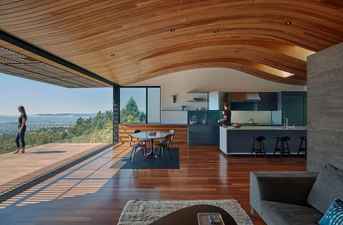 The Ceiling In This Modern House Echoes The Shape Of The Hillside It ... The Ceiling In This Modern House Echoes The Shape Of The Hillside It ...