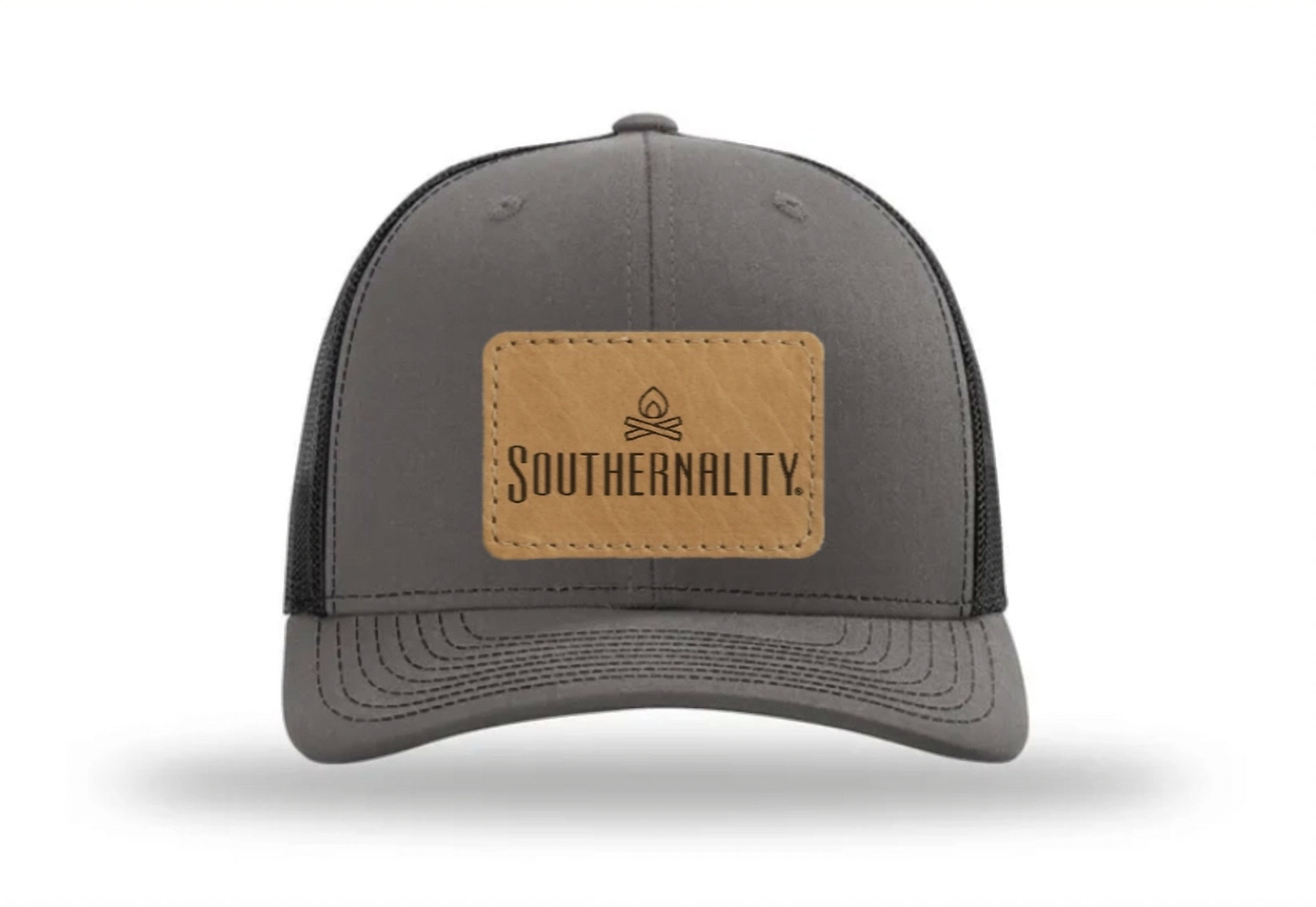 Southernality® Signature R-Flex Adjustable Trucker Hat (Charcoal/Blk, Lrg Rect)
