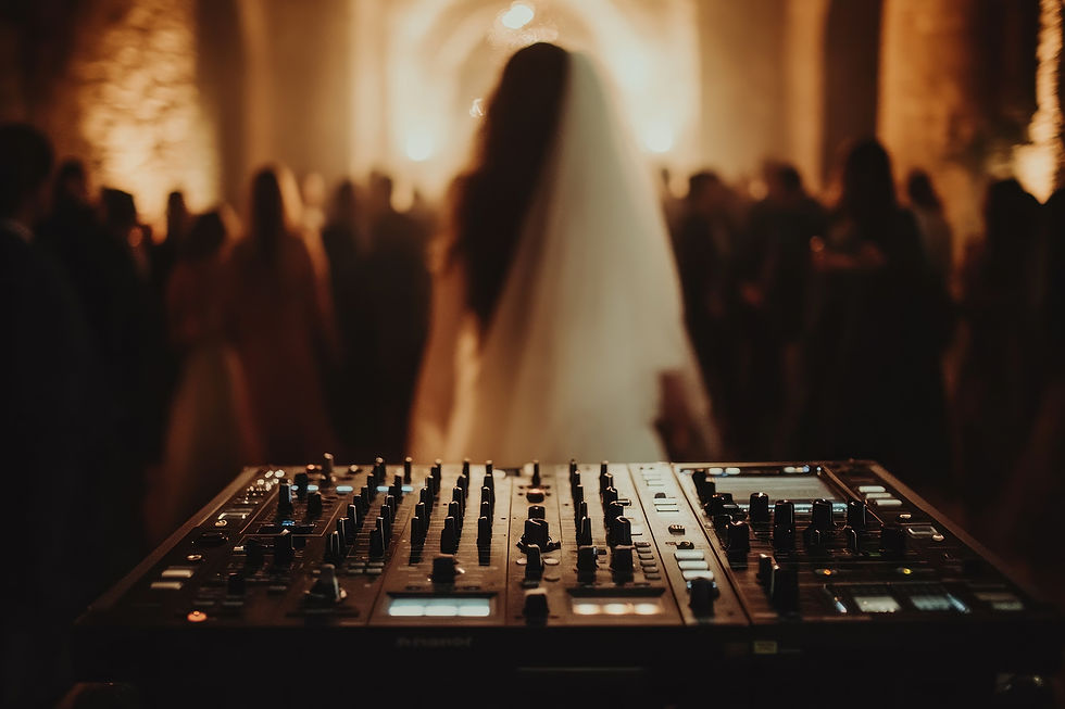 Professional wedding DJ setup at a Sussex wedding reception