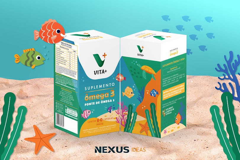 Design de embalagem para o Polivitamínico Vita Mais - identidade visual moderna e elegante - "identidade visual", "vitaminas", "saúde"