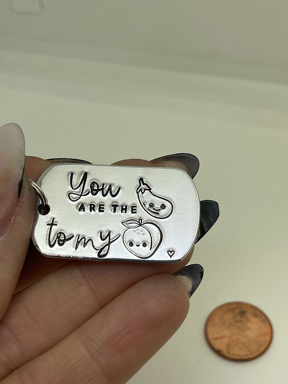Thumbnail: Peach Eggplant Pun Keychain