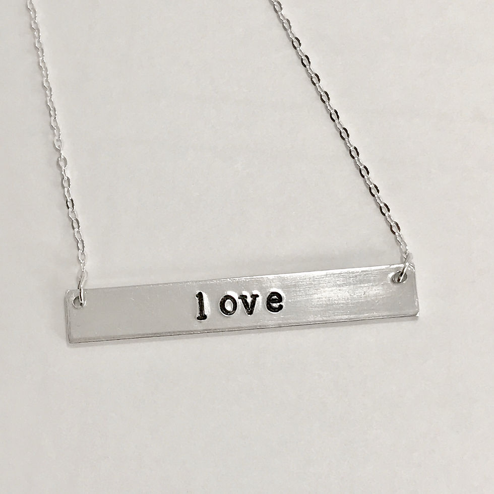 Handstamped Love Bar Necklace