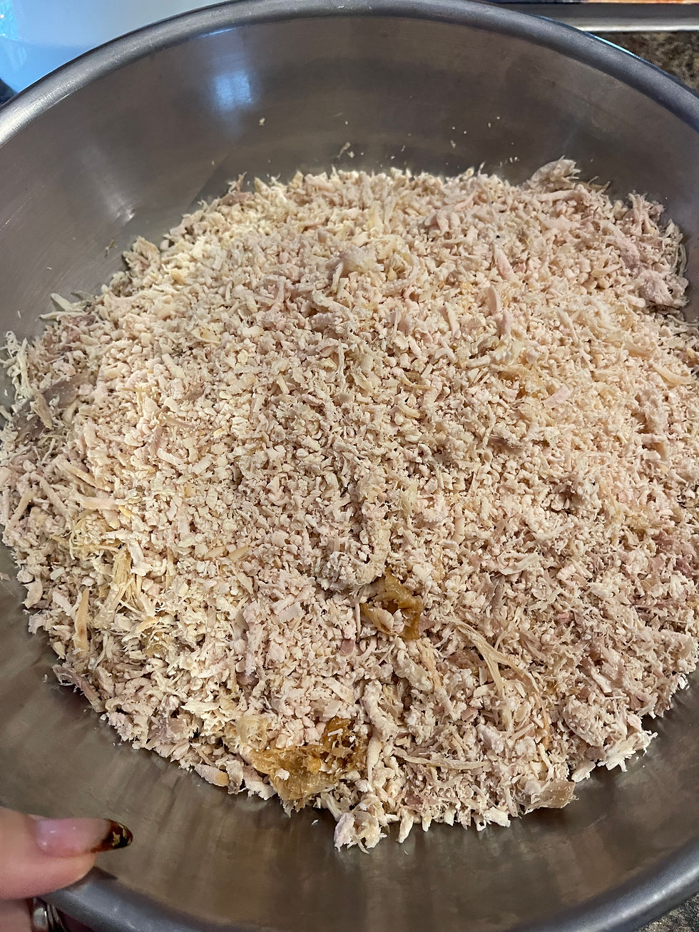 Shredded leftover Thanksgiving turkey