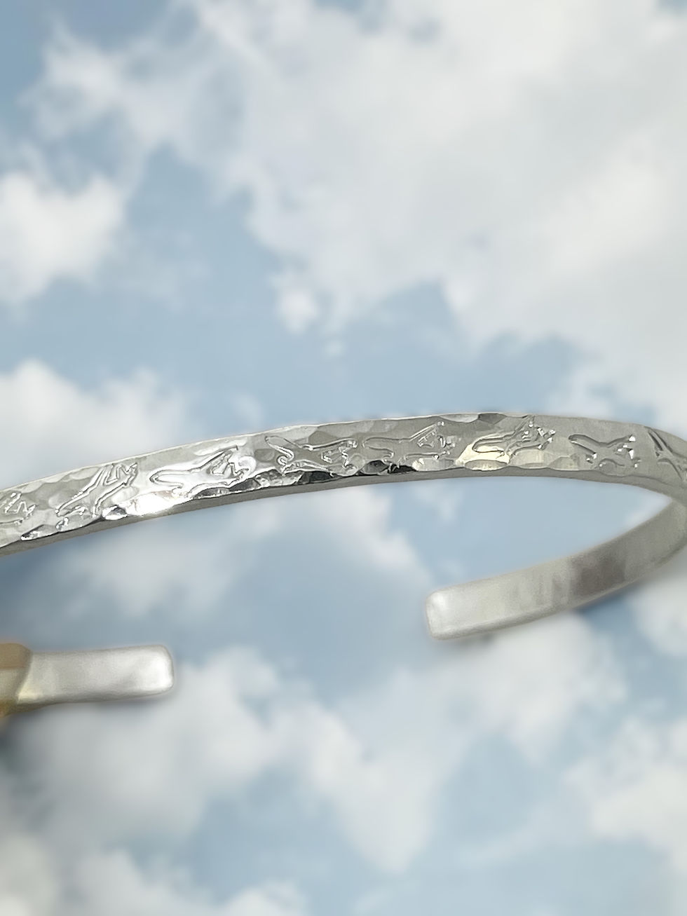 Thumbnail: Hammered Airplane Skinny Cuff Bracelet