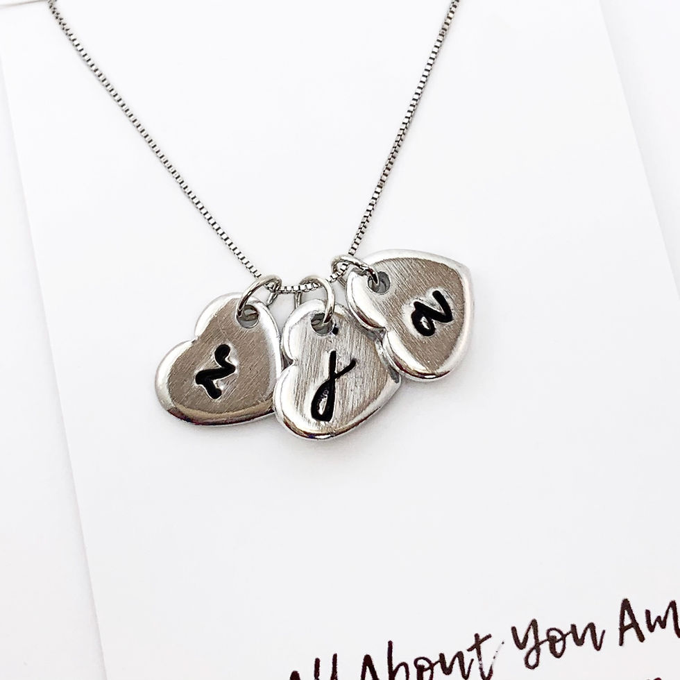 Personalized Hand Stamped Heart Charm Necklace