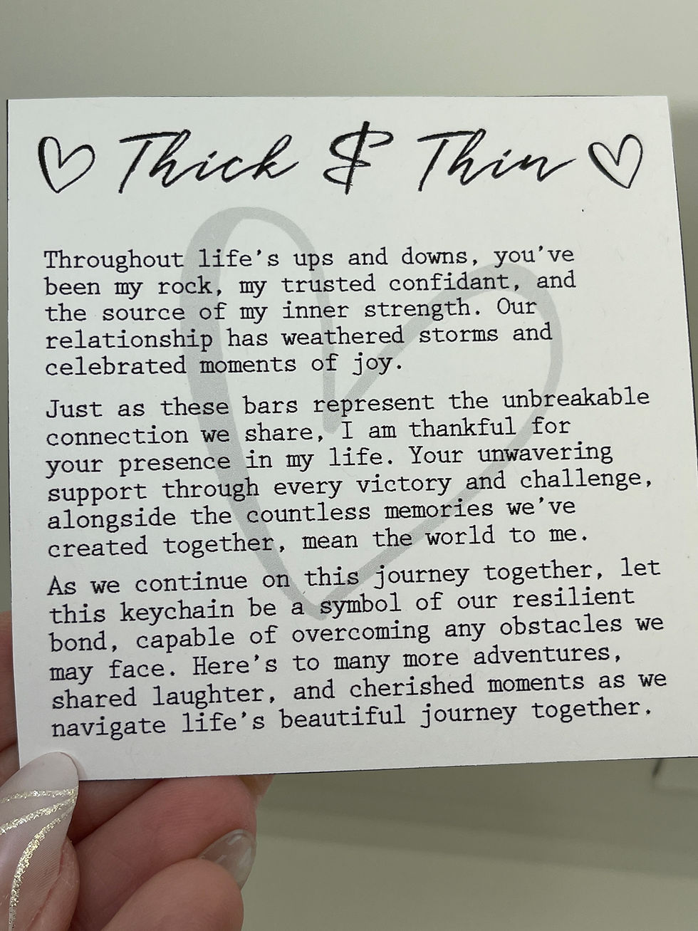 Thumbnail: thick and thin keychain with I love you hand charm poem included gift for husband or boyfriend