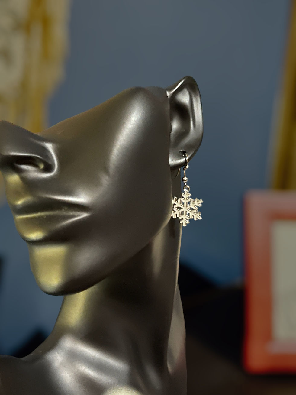 white enamel snowflake earrings winter earrings
